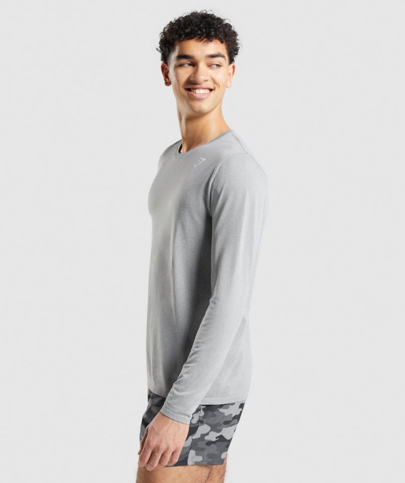 Koszulki Gymshark Arrival Seamless Long Sleeve Męskie Szare | PL 982TZF